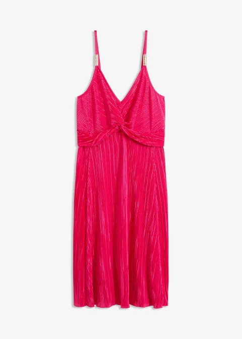 Robe courte en matière brillante et plissée