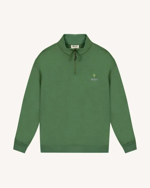 Sweat zippé vert coton bio - AMBOISE