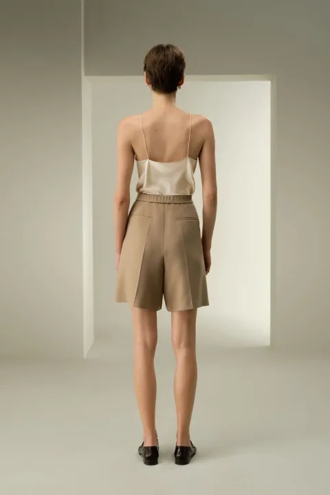 LILYSILK Short En Laine Pour Femme Short Bermuda 30 % Soie, 70 % Laine Mettent En Valeur Votre Taille Parfait Pour Le Travail Et Les Vacances Noir 42