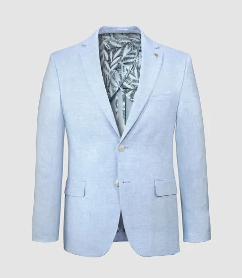 IZAC - Veste ville 100% lin bleu ciel