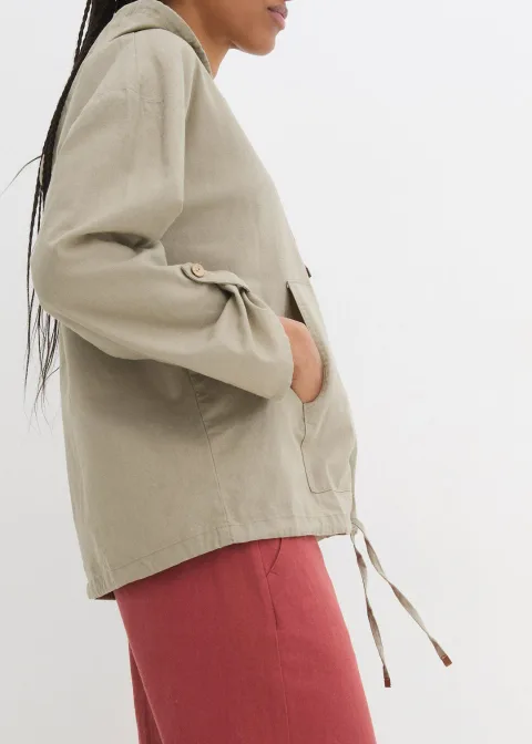 Blouse ample à capuche en lin mélangé