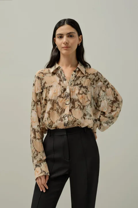 LILYSILK Chemisier Soie Fabriqué En Tissu Liberty Mousseline De Soie S'Accorde Avec N'Importe Quelle Tenue Poppy Parade S