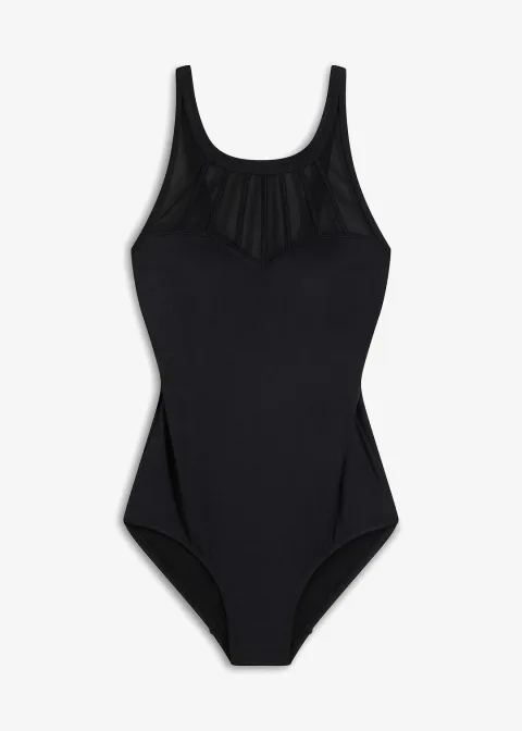 Maillot 1 pièce sculptant, maintien modéré, avec mesh transparent