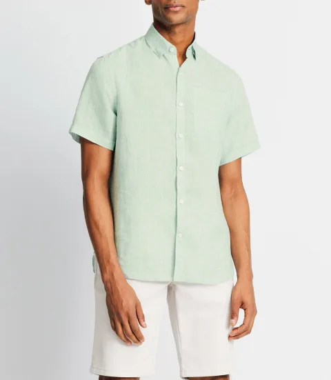 IZAC - Chemise en lin vert clair