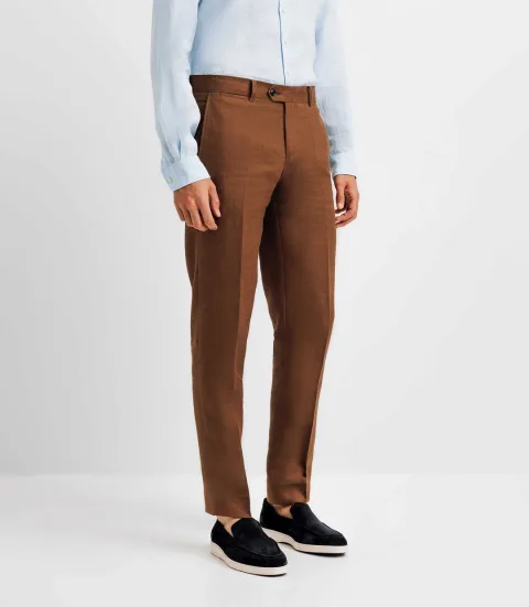IZAC - Pantalon ville 100% lin truffe