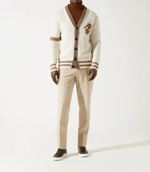 IZAC - Gilet boutonné brodé écru