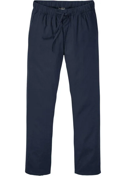 Pantalon droit taille élastiquée en lin majoritaire, regular