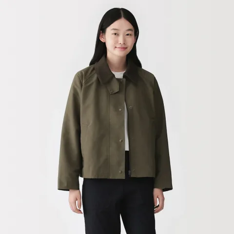 Veste à col montant en velours côtelé déperlant pour femme