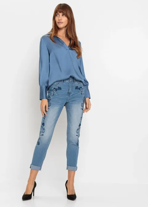Jean slim taille mi-haute, court