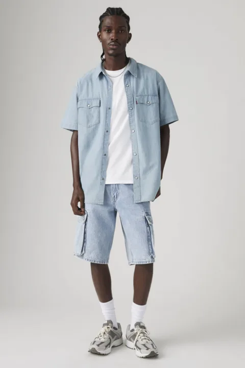 Levi's 478 Baggy Cargo Shorts - Homme - Bleu / My Pockets Full Shorts - 38X12
