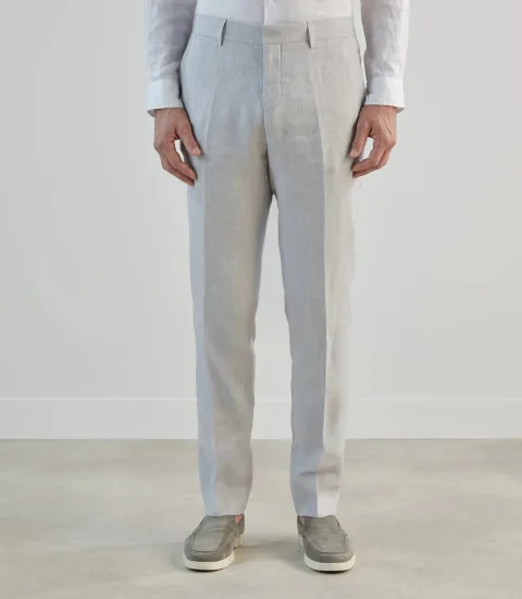 IZAC - Pantalon ville 100% lin gris
