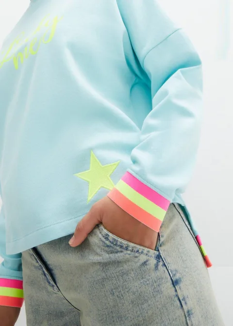 Sweat oversize à finitions multicolores, 100% coton