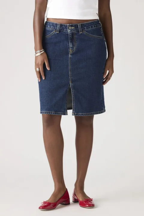 Levi's Jupe Mi Longue Low - Femme - Bleu / Mosey Mid Stone - 27