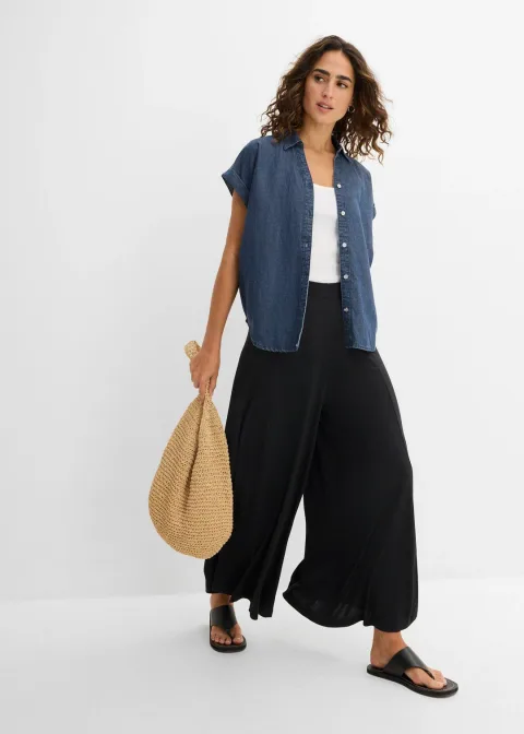 Jupe-culotte en jersey, jambes larges