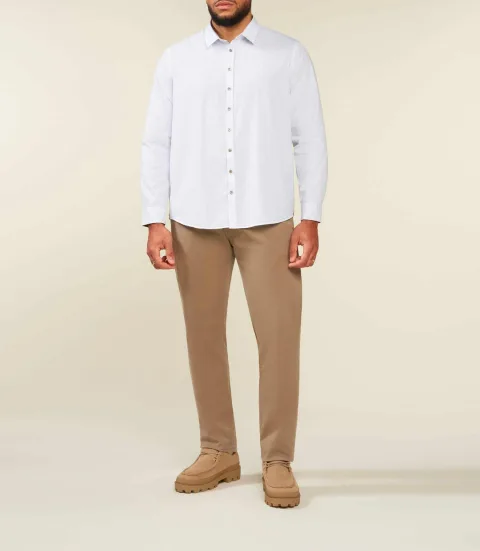 IZAC - Chemise à rayures blanche et camel JULESBT