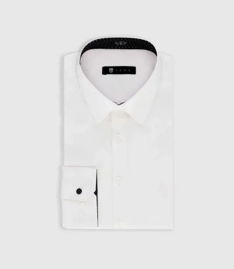 IZAC - Chemise unie à fantaisie blanc PADDY