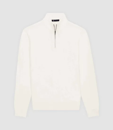 IZAC - Pull col demi zip blanc
