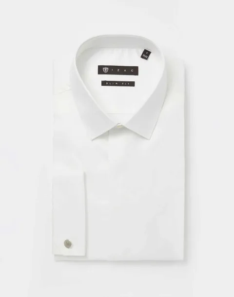 IZAC - Chemise en satin de coton ecru ''satinmixteslim''