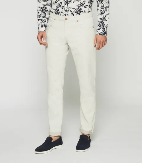 IZAC - Pantalon slim 5 poches urbain beige