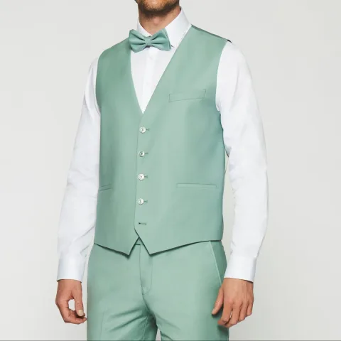 IZAC - Gilet de costume en laine vert clair JFAVORI