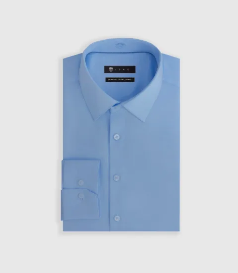 IZAC - Chemise slim bleu glacé ''Satinslim''
