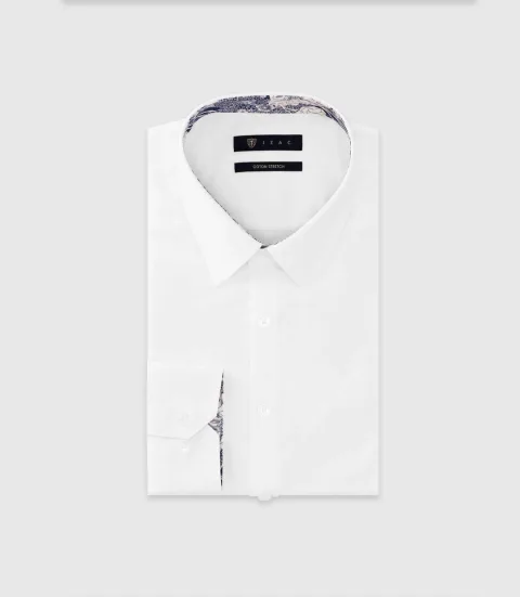 IZAC - Chemise uni garni BLANC
