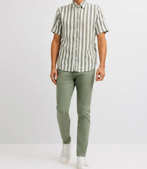 IZAC - Chemise casual rayée verte