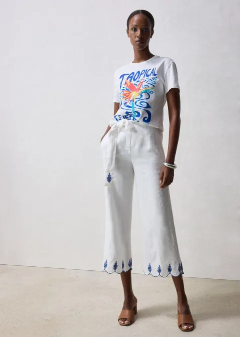 Jupe-culotte en lin avec ceinture (ens. 2 pces)
