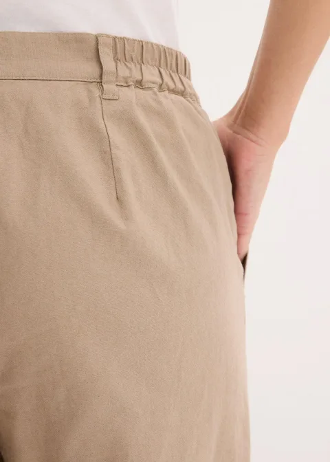 Pantalon tissé en lin et coton