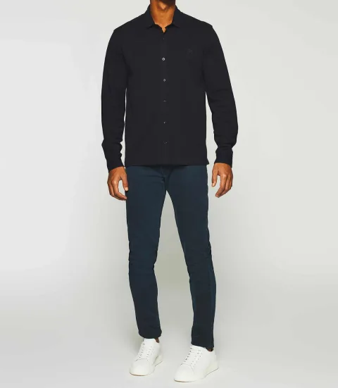 IZAC - Chemise en jersey unie marine KANTIN