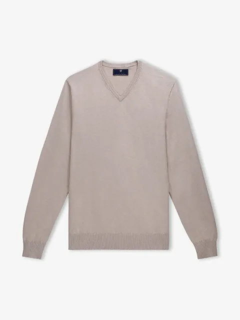 IZAC - Pull col V beige foncé