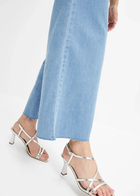 Jean large, taille haute, raccourci
