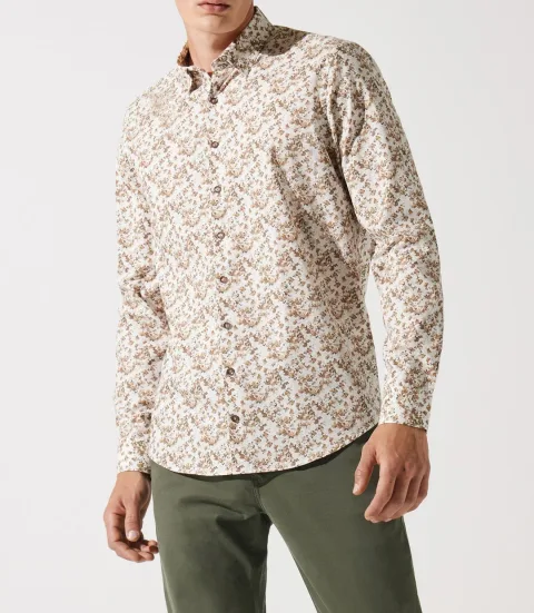 IZAC - Chemise droite à imprimé floral kaki JACKI