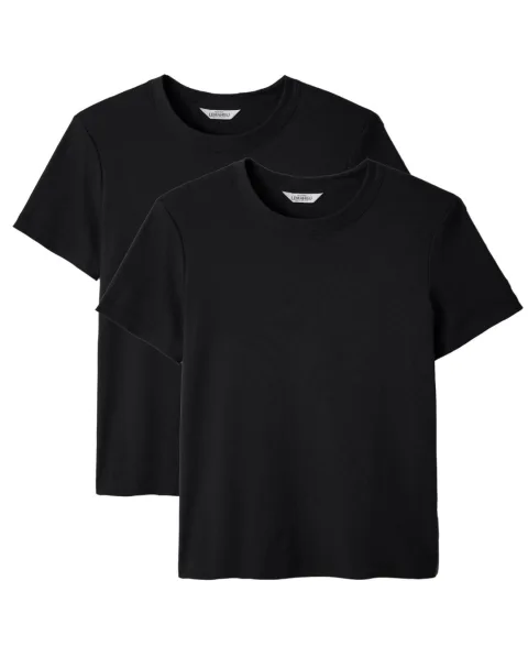 2x T-shirts épais en Coton Bio - Noir - Lemahieu