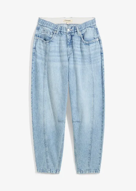 Jean barrel taille mi-haute, cropped