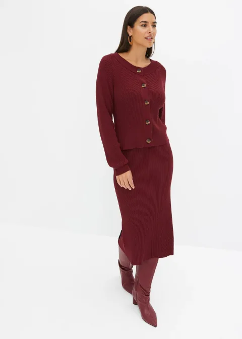 Jupe en maille côtelée, viscose majoritaire