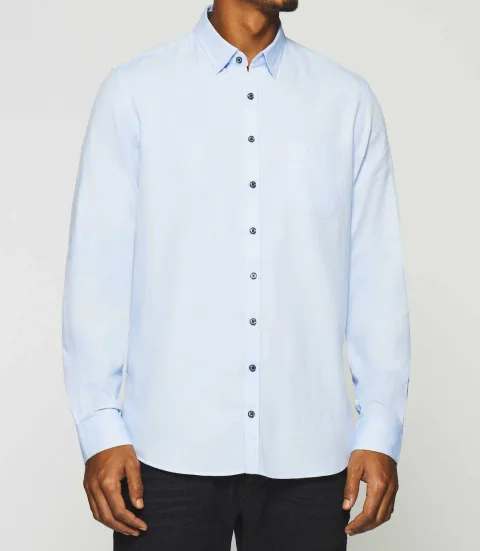 IZAC - Chemise à coudières bleu ciel KEN