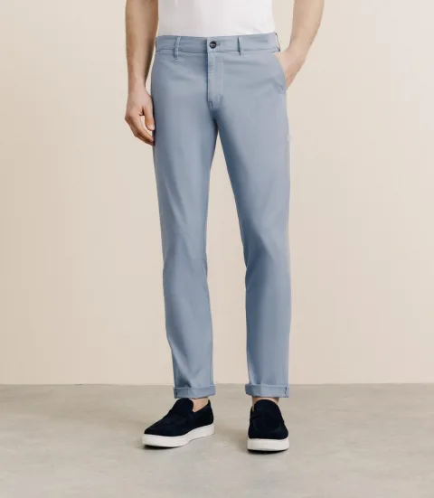 IZAC - Pantalon en coton stretch indigo clair