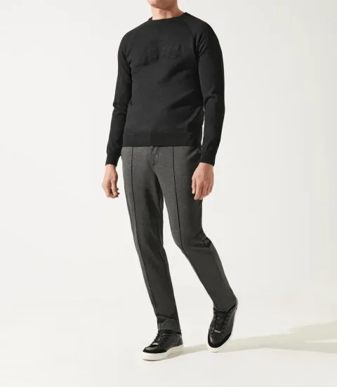 IZAC - Pull col rond jacquard noir