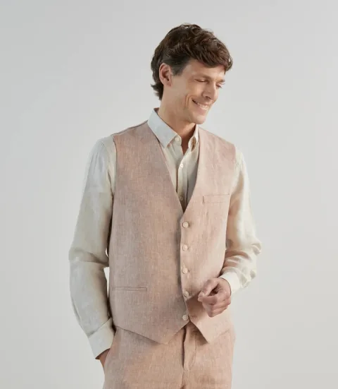 IZAC - Gilet ville 100% lin orange