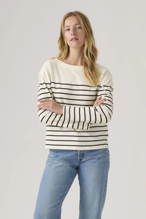 Levi's Haut Marin À Rayures - Femme - Rouge / Magnolia Stripe Egret Anthracite - XS