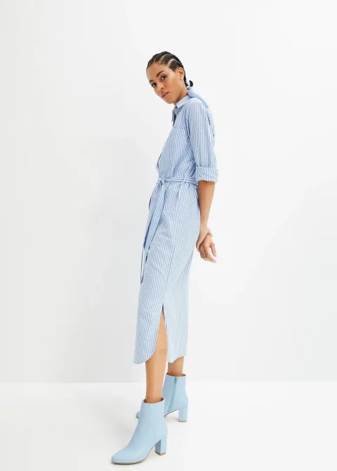 Robe-chemise rayée avec ceinture à nouer