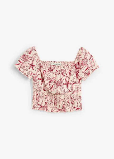 Blouse à encolure Bardot, 100% coton
