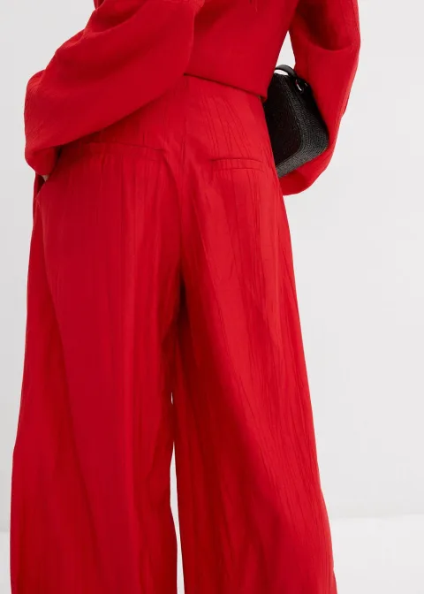 Pantalon palazzo en crépon de viscose mélangée