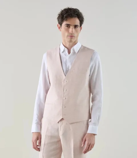 IZAC - Gilet ville 100% lin rose