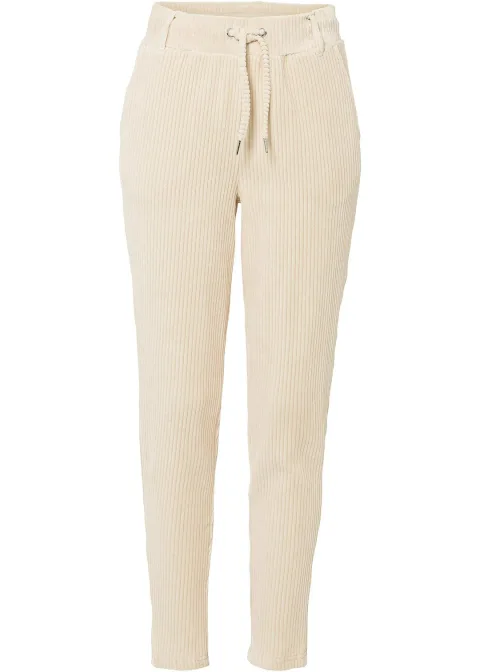 Pantalon en velours côtelé à taille élastiquée