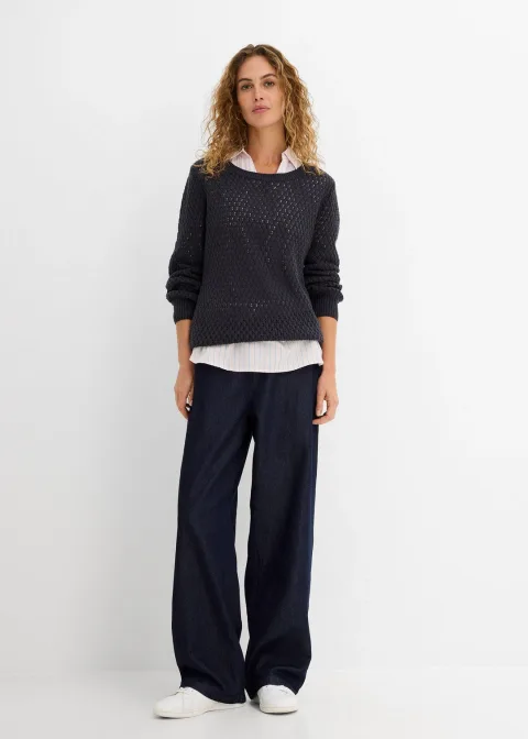 Pull en maille texturée de coton mélangé