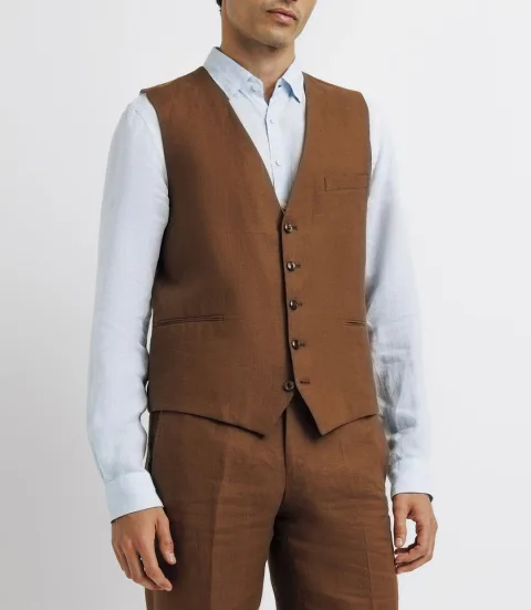 IZAC - Gilet ville 100% lin truffe
