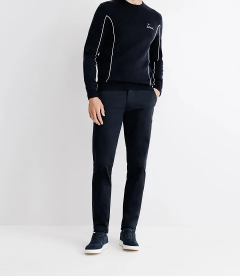 IZAC - Pull col rond avec broderie marine
