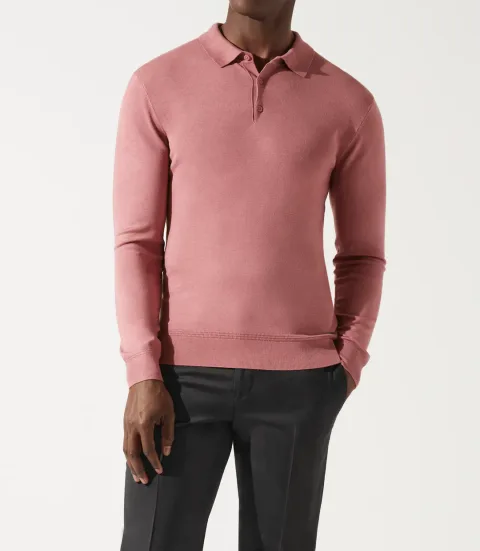 IZAC - Pull col polo rose vieilli